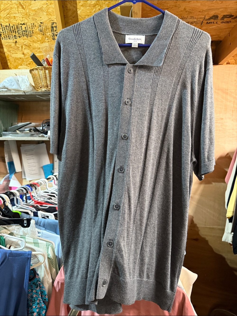 Goodfellow & Co Men's Heather Gray Short-Sleeve Button Polo